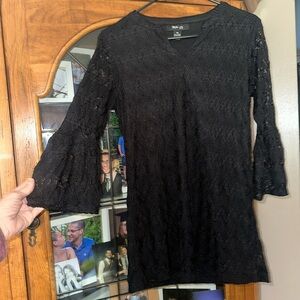 PS Elegant Black Lace Short Dress/ Long Tunic Top. Lined. MUST BE BUNDLED
